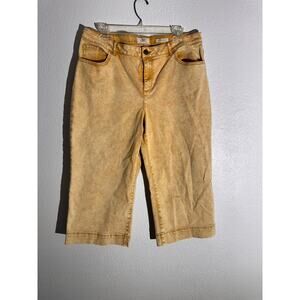 LOGO Lori Goldstein Yellow Cropped Boyfriend Jeans Size 14